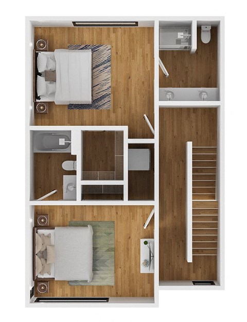Floor plan for 2 beds, 2.5 baths, 2201 sqft